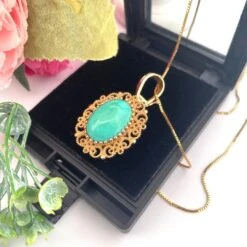 Antique 14k Yellow Gold Levian Gold And Turquoise Necklace -Mode Bijouterie Magasin 36931 master