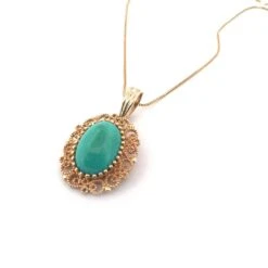 Antique 14k Yellow Gold Levian Gold And Turquoise Necklace -Mode Bijouterie Magasin 36934 master