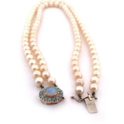 Unknown Elegant 14Karat Yellow Gold Cultured Pearl Necklace With Oval Clasp 10 Unknown Elegant 14Karat Yellow Gold Cultured Pearl Necklace With Oval Clasp -Mode Bijouterie Magasin 36959 master