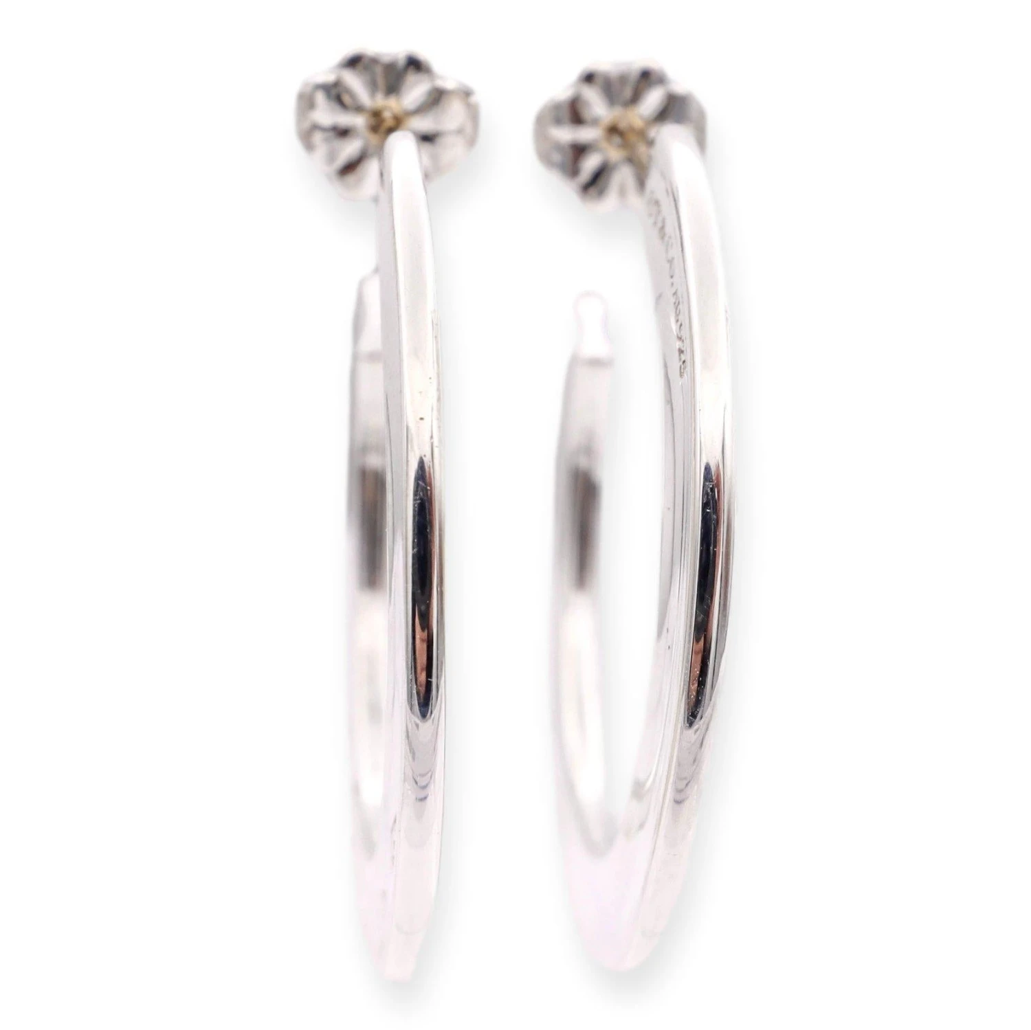 Tiffany & Co. Sterling Silver Large 1837 Flat Hoop Earrings Medium 7 Tiffany & Co. Sterling Silver Large 1837 Flat Hoop Earrings Medium – Image 5