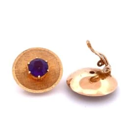 Unknown Stunning 14k Yellow Gold Amethyst Plate Earrings -Mode Bijouterie Magasin 37610 master