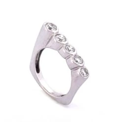 Unknown Unique 14k White Gold Five Diamond Ring 14 Unknown Unique 14k White Gold Five Diamond Ring -Mode Bijouterie Magasin 37635 master