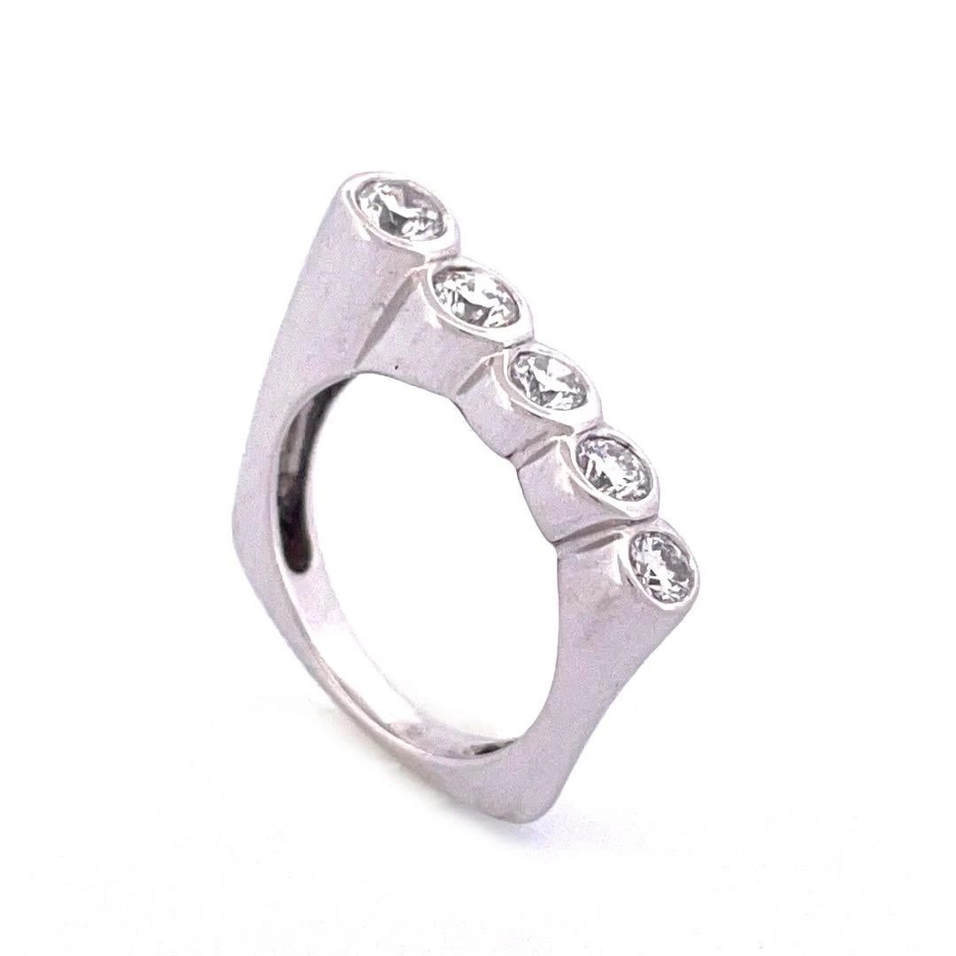 Unknown Unique 14k White Gold Five Diamond Ring 8 Unknown Unique 14k White Gold Five Diamond Ring – Image 6