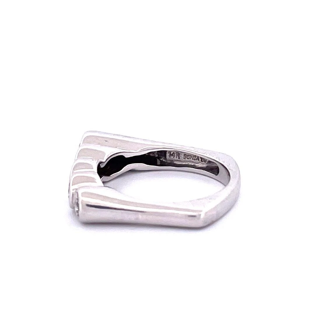 Unknown Unique 14k White Gold Five Diamond Ring 6 Unknown Unique 14k White Gold Five Diamond Ring – Image 4