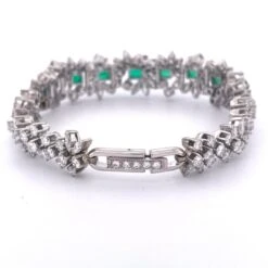 Unknown Exquisite 18K White Gold Bracelet With Emeralds And Diamonds 13 Unknown Exquisite 18K White Gold Bracelet With Emeralds And Diamonds -Mode Bijouterie Magasin 37670 master