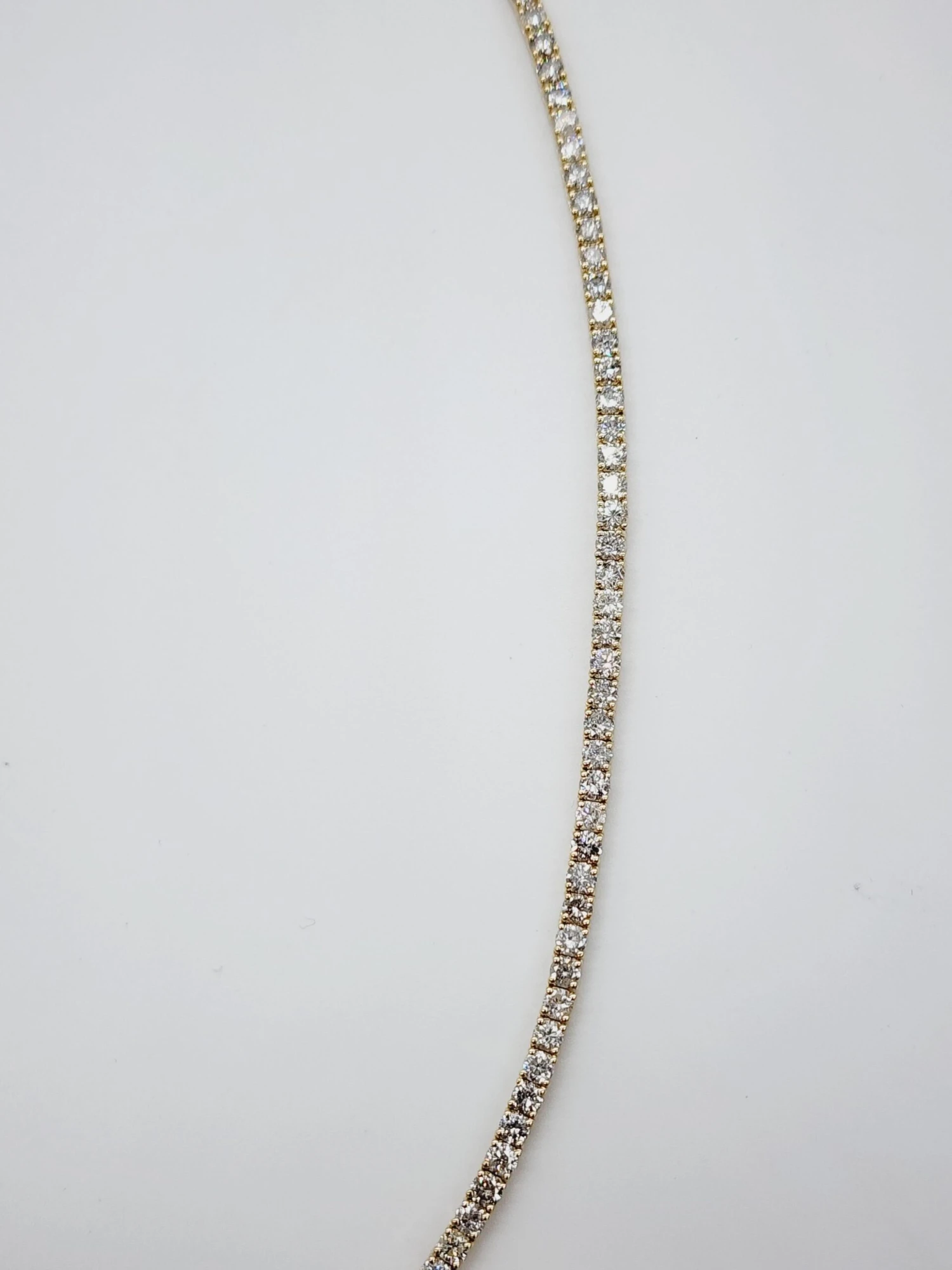 19.80 Carat Round Brilliant Cut Diamond Tennis Necklace 14 Karat Yellow Gold 8 19.80 Carat Round Brilliant Cut Diamond Tennis Necklace 14 Karat Yellow Gold – Image 6