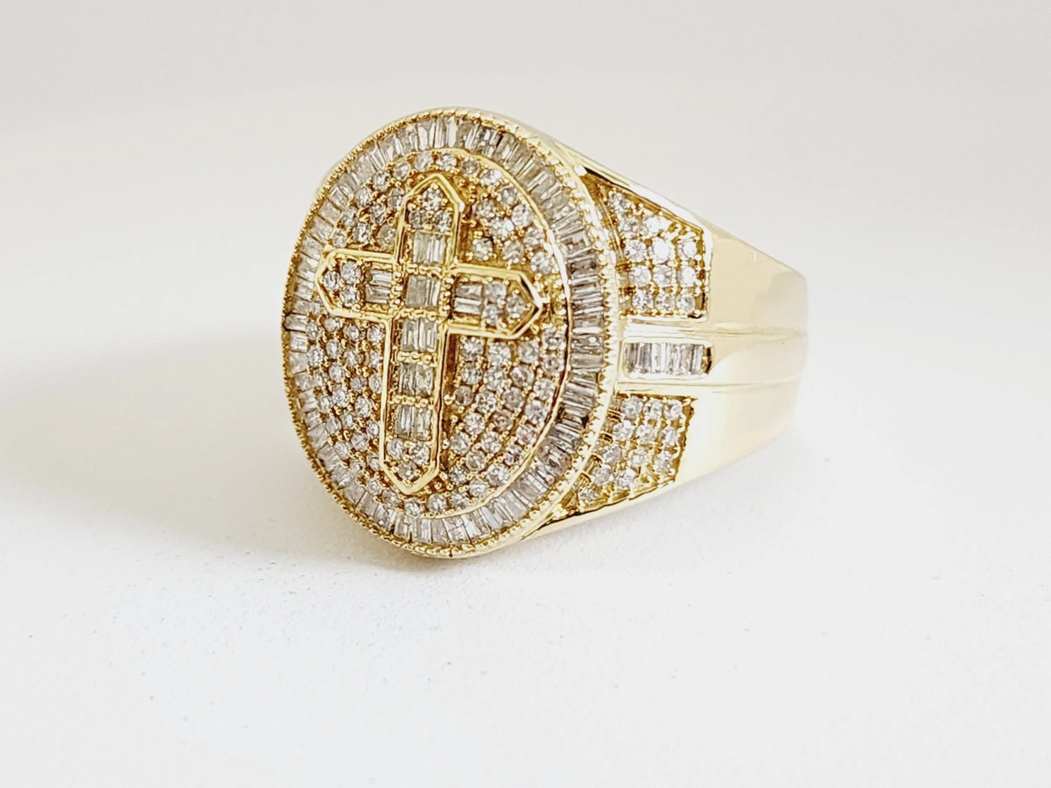 1.07 Carat Natural Diamond 14 Karat Yellow Gold Cross Ring 9 1.07 Carat Natural Diamond 14 Karat Yellow Gold Cross Ring – Image 7