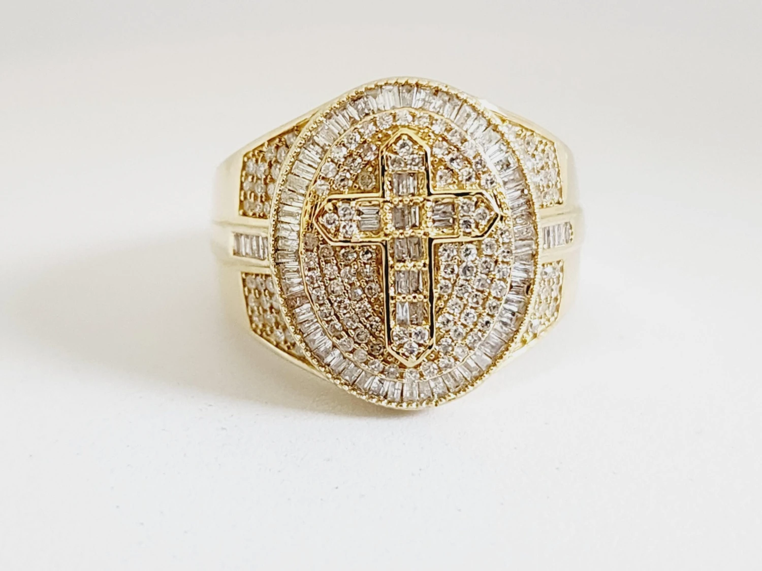 1.07 Carat Natural Diamond 14 Karat Yellow Gold Cross Ring 10 1.07 Carat Natural Diamond 14 Karat Yellow Gold Cross Ring – Image 8