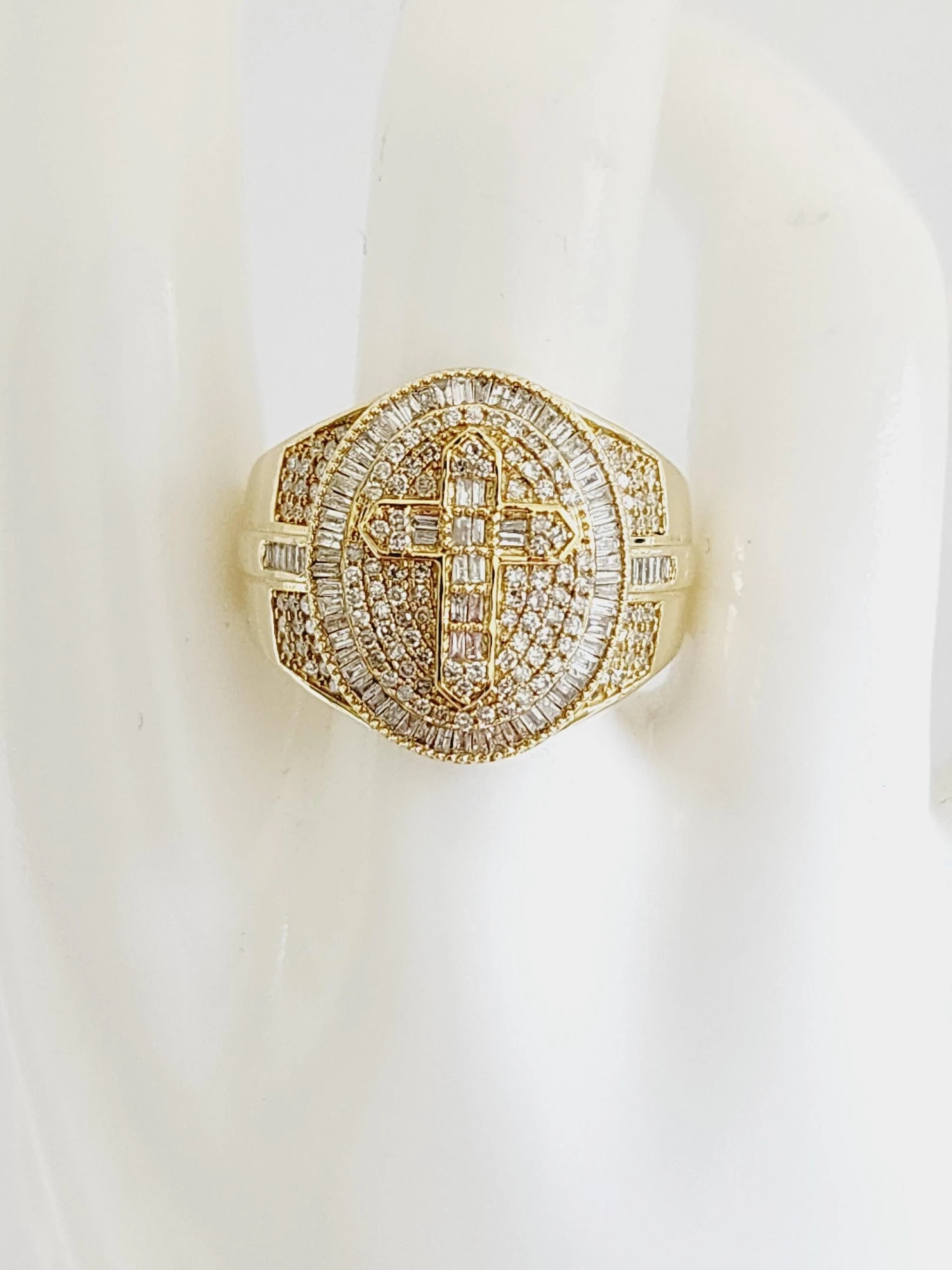 1.07 Carat Natural Diamond 14 Karat Yellow Gold Cross Ring 4 1.07 Carat Natural Diamond 14 Karat Yellow Gold Cross Ring – Image 2