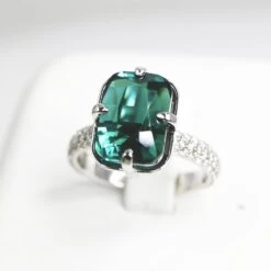 GIA 18k 6.26 Carat Indicolite Tourmaline Antique Art Deco Style Engagement Ring 15 GIA 18k 6.26 Carat Indicolite Tourmaline Antique Art Deco Style Engagement Ring -Mode Bijouterie Magasin 3 1 master