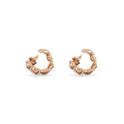 18k Rose Gold Half Hoop Earrings With Round Cut Diamonds -Mode Bijouterie Magasin 3 RNE 405 1 master