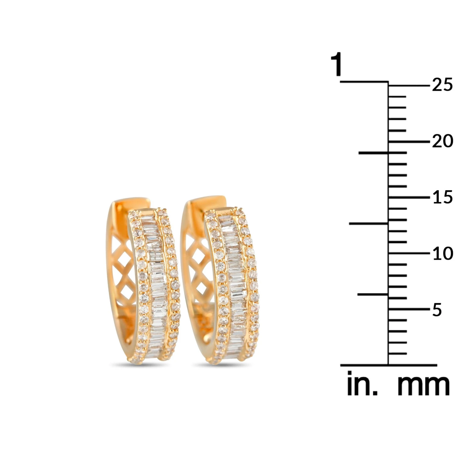 LB Exclusive 14k Yellow Gold 0.90 Carat Diamond Hoop Earrings 5 LB Exclusive 14k Yellow Gold 0.90 Carat Diamond Hoop Earrings – Image 3