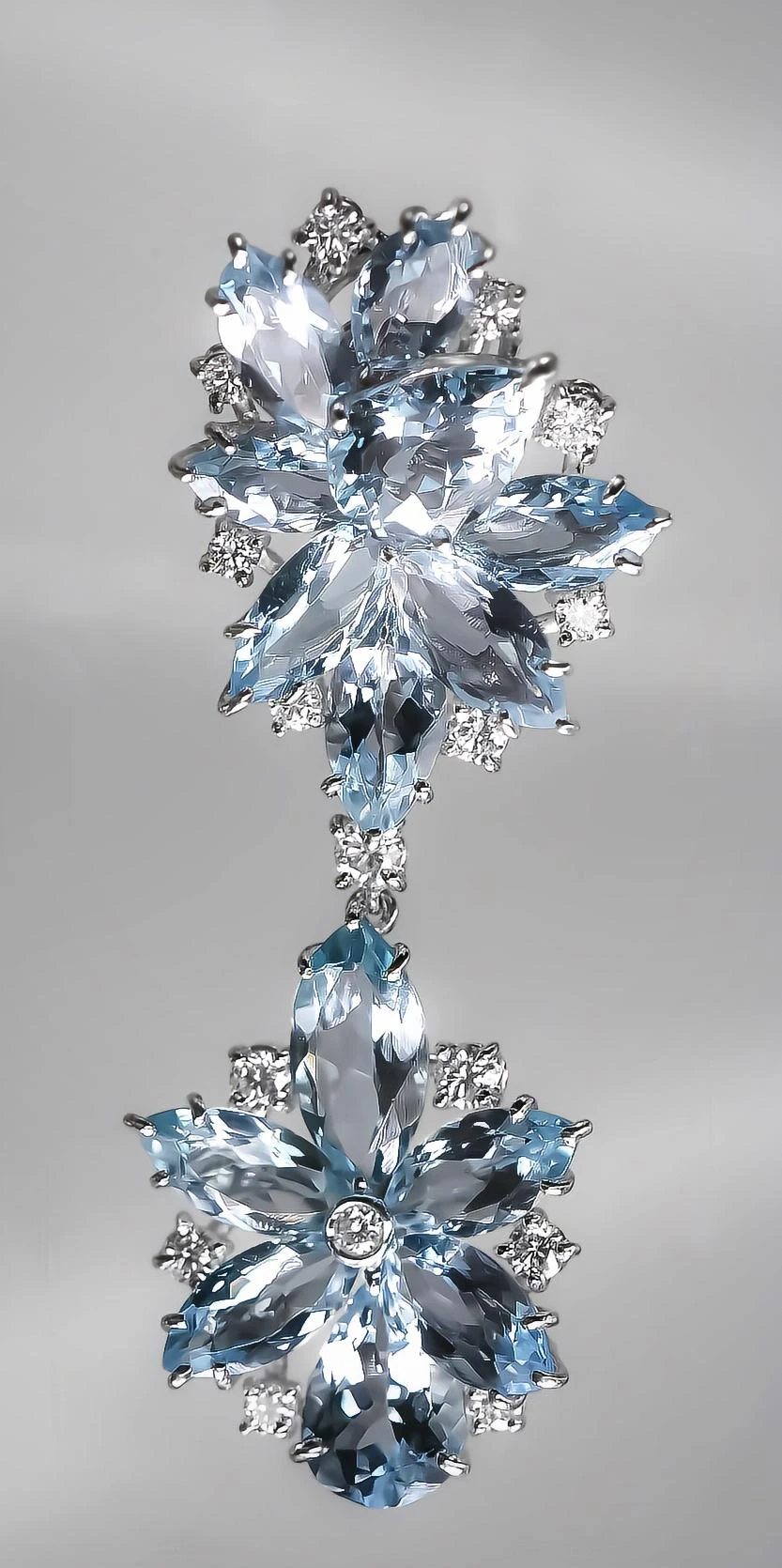 Unknown Contemporary 18kt White Gold Earrings With Natural Aquamarines And Diamonds 5 Unknown Contemporary 18kt White Gold Earrings With Natural Aquamarines And Diamonds – Image 3