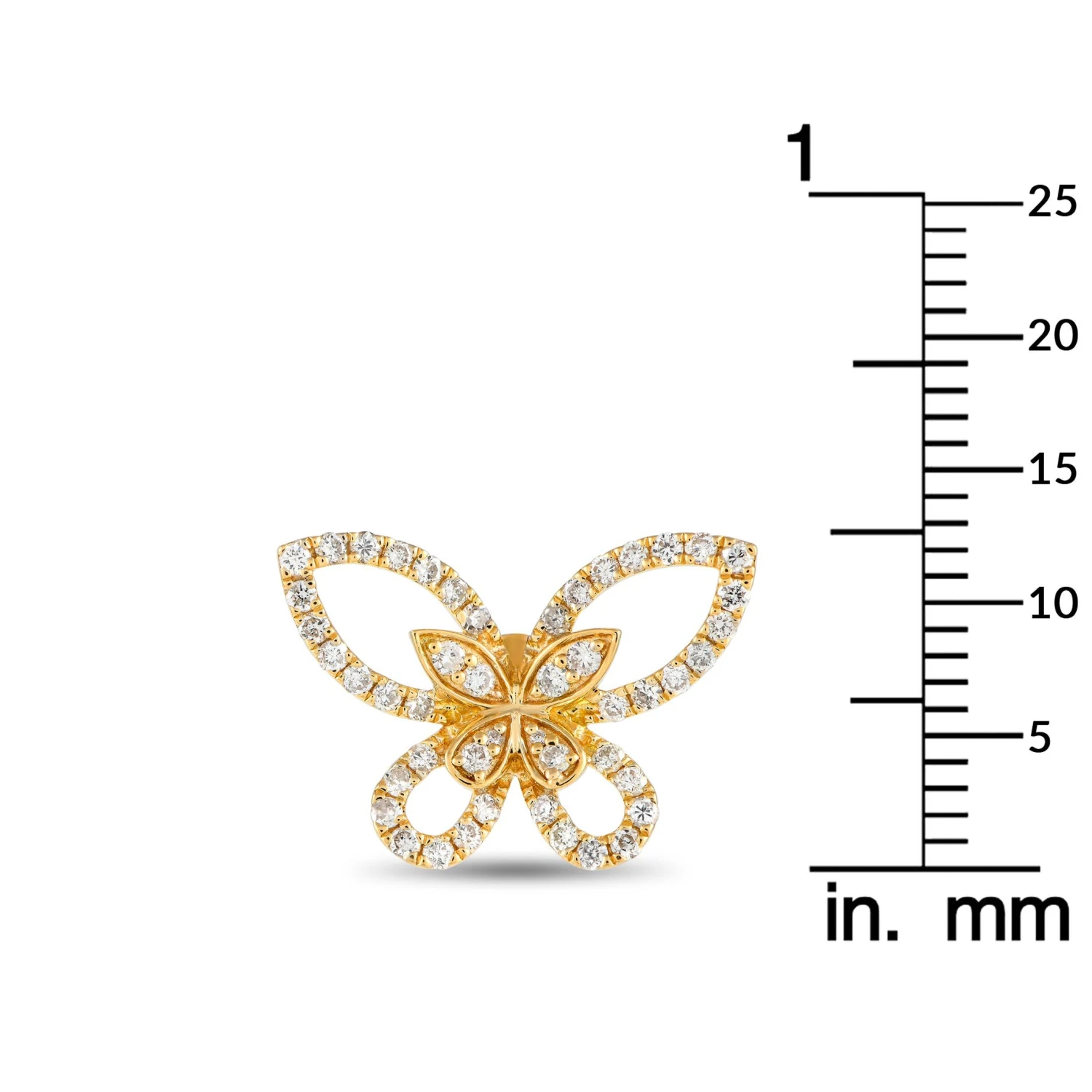 LB Exclusive 18k Yellow Gold 0.75 Carat Diamond Butterfly Earrings 5 LB Exclusive 18k Yellow Gold 0.75 Carat Diamond Butterfly Earrings – Image 3
