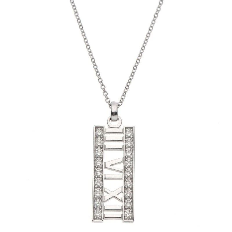 Tiffany & Co. Atlas 18k White Gold Diamond Open Bar Pendant Necklace 6 Tiffany & Co. Atlas 18k White Gold Diamond Open Bar Pendant Necklace – Image 4