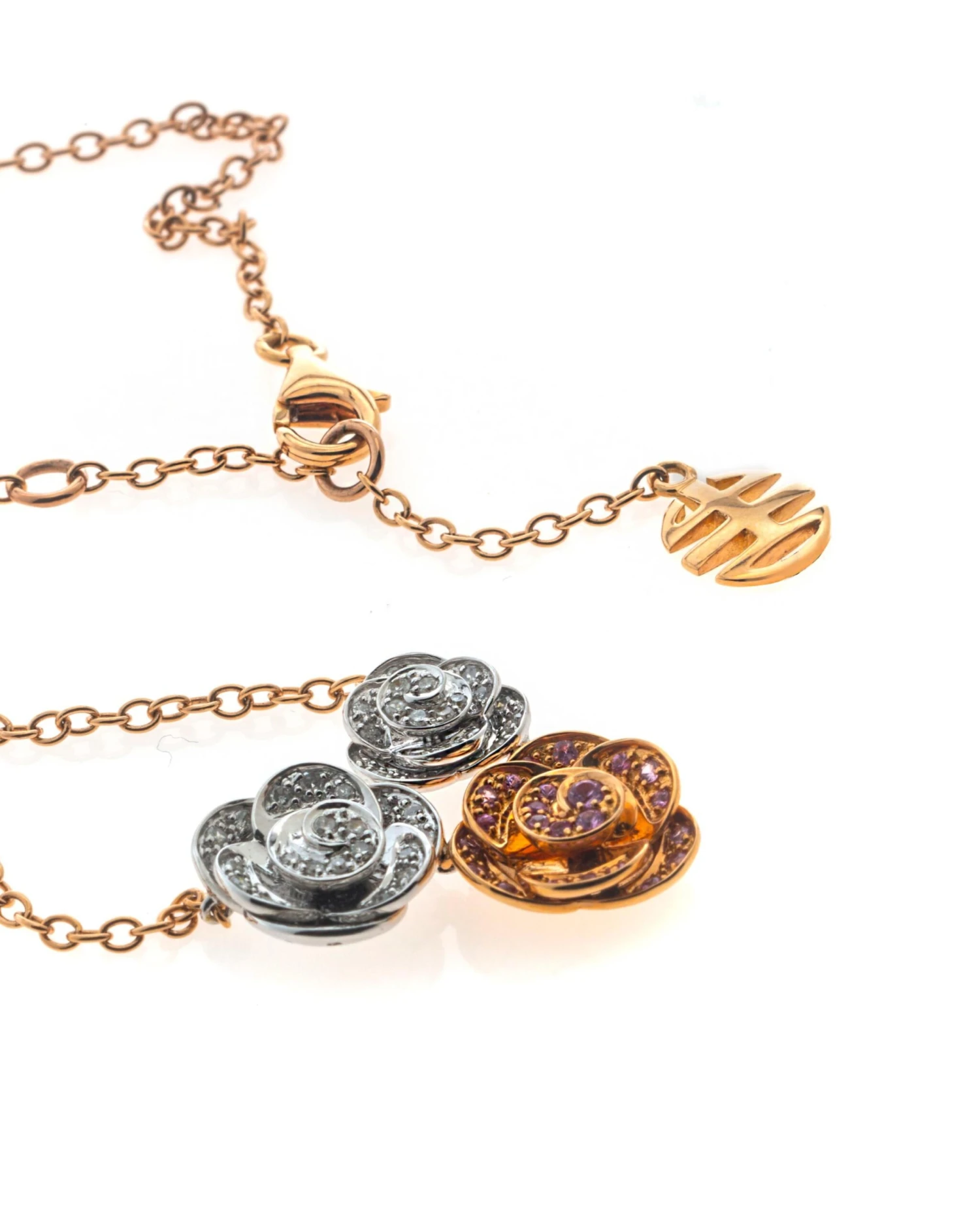 Mimi Milano 18k Rose & White Gold Diamond & Sapphire Necklace 5 Mimi Milano 18k Rose & White Gold Diamond & Sapphire Necklace – Image 3