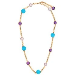 Mimi Milano Grace 18k Yellow Gold, Turquoise & Amethyst Princess Necklace 8 Mimi Milano Grace 18k Yellow Gold, Turquoise & Amethyst Princess Necklace -Mode Bijouterie Magasin 3 master 43