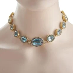 Gigi 18K Yellow Gold 1.0C Diamond, Sapphire, Topaz And Aquamarine Necklace -Mode Bijouterie Magasin 3 master 53