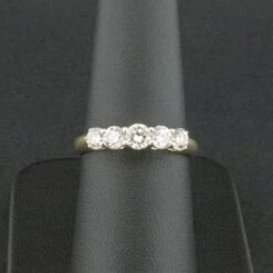 Unknown 18 Carat Yellow Gold Approx 1.00 Carat 5 Stone Diamond Ring Size UK N 1/2 3.8g