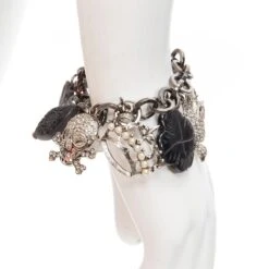 GRAZIANO Black Silver Clover Skull Crown Punk Rock Chain Charm Bracelet 8 GRAZIANO Black Silver Clover Skull Crown Punk Rock Chain Charm Bracelet -Mode Bijouterie Magasin 3 master 72