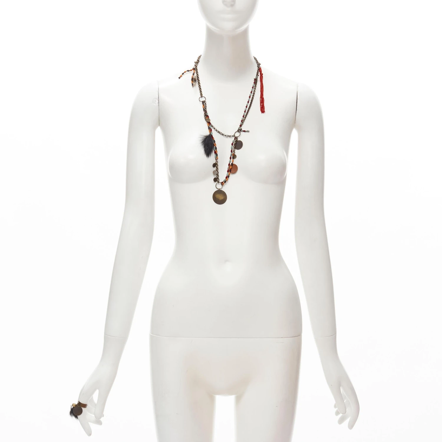 Unknown MEDICINE DOUCE PARIS Leopard Trim Copper-tone Necklace Fur Ring Set 5 Unknown MEDICINE DOUCE PARIS Leopard Trim Copper-tone Necklace Fur Ring Set – Image 3