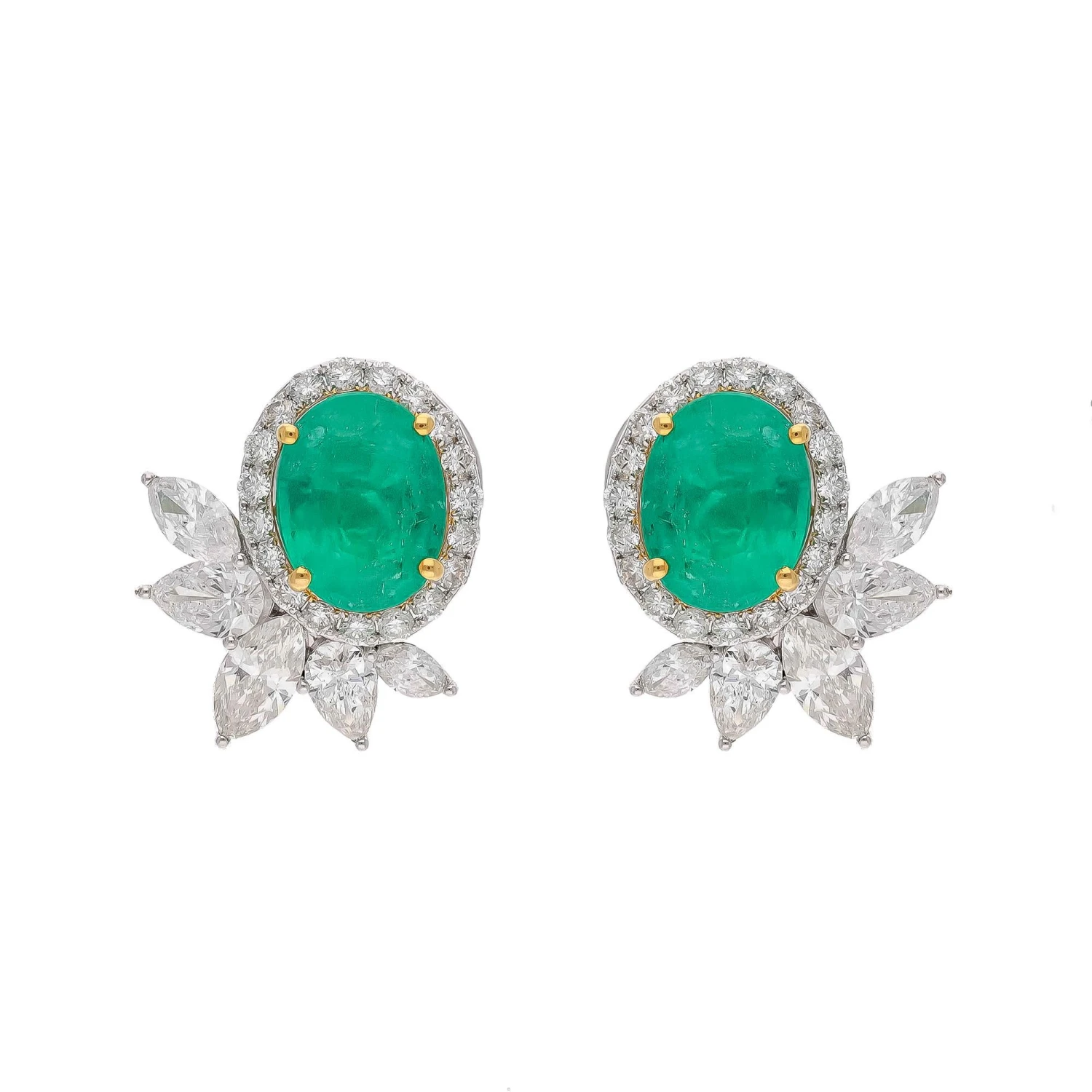 Unknown Natural Zambian Emerald Earring With Diamond And 18k Gold 6 Unknown Natural Zambian Emerald Earring With Diamond And 18k Gold – Image 4