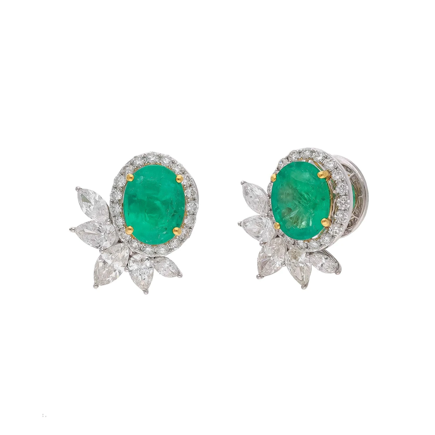Unknown Natural Zambian Emerald Earring With Diamond And 18k Gold 5 Unknown Natural Zambian Emerald Earring With Diamond And 18k Gold – Image 3