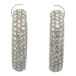 Unknown 4.60 Ctw Diamond Oval In & Out Hoop Earrings 18 Karat White Gold -Mode Bijouterie Magasin 42238 2 master