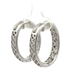 Unknown 4.60 Ctw Diamond Oval In & Out Hoop Earrings 18 Karat White Gold -Mode Bijouterie Magasin 42238 4 master
