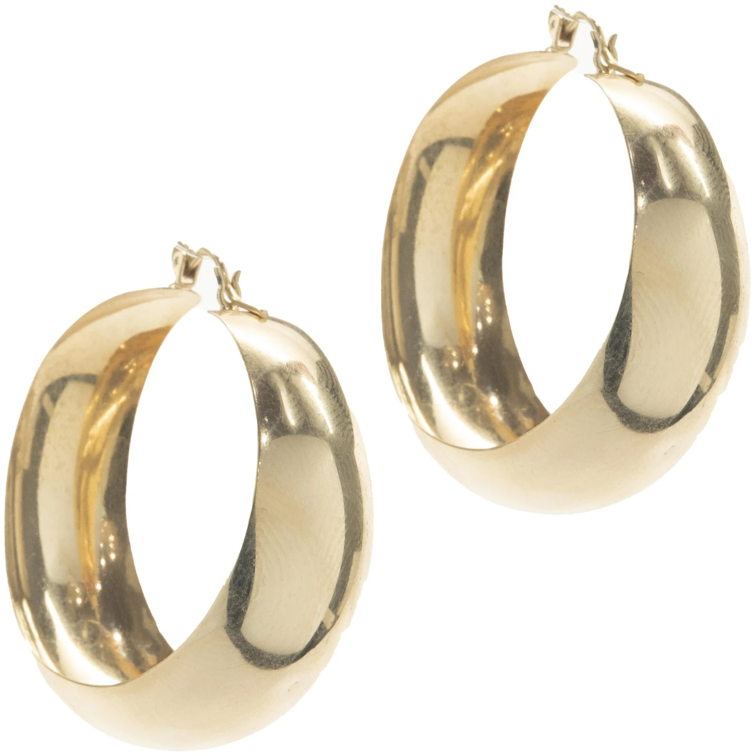Unknown 14 Karat Yellow Gold Wide Hoop Earrings 5 Unknown 14 Karat Yellow Gold Wide Hoop Earrings – Image 3