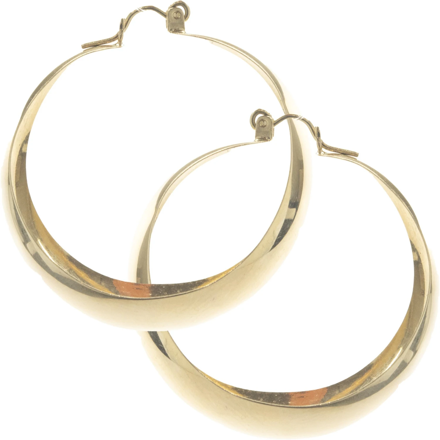 Unknown 14 Karat Yellow Gold Wide Hoop Earrings 6 Unknown 14 Karat Yellow Gold Wide Hoop Earrings – Image 4