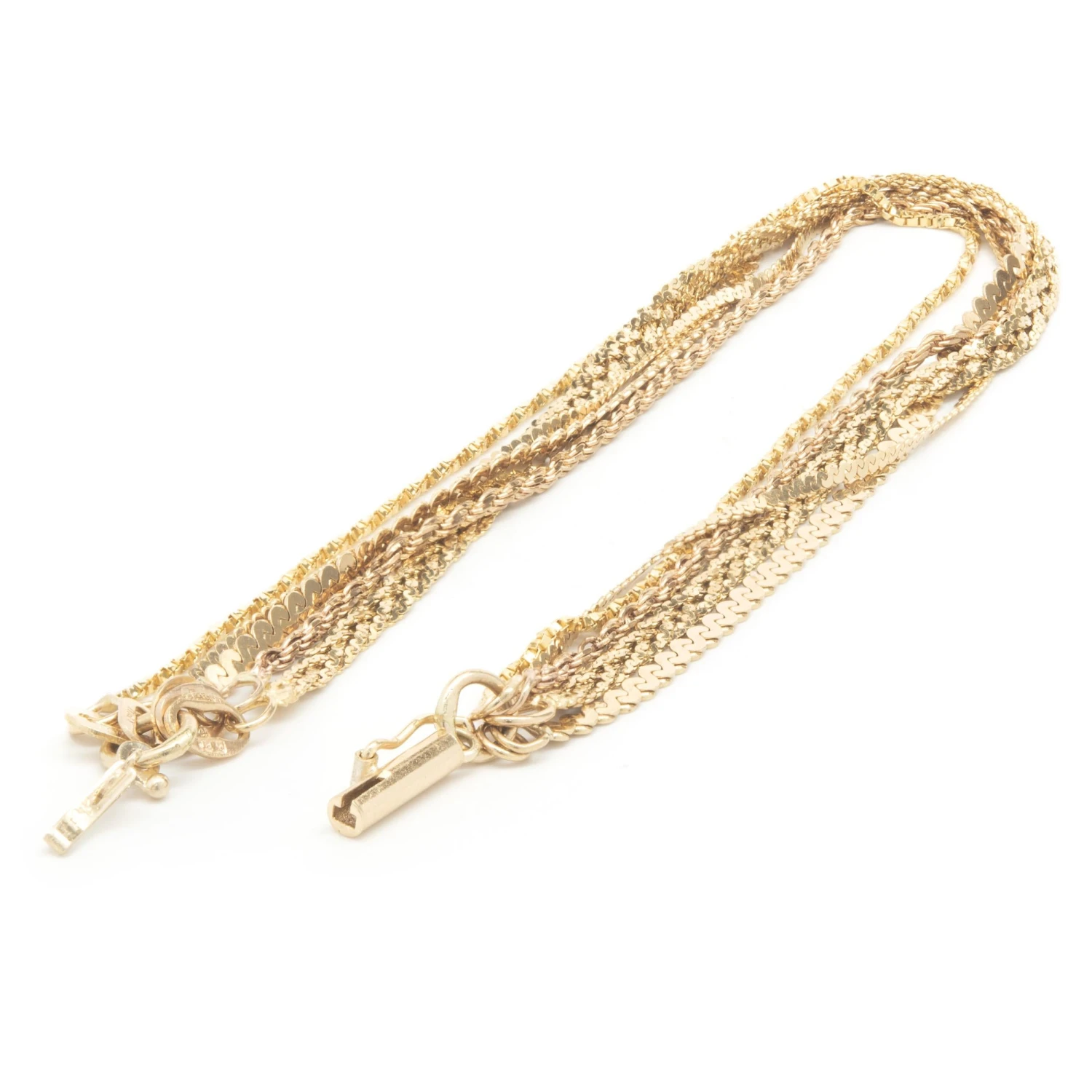 Unknown 14 Karat Yellow Gold Five Row Bracelet 4 Unknown 14 Karat Yellow Gold Five Row Bracelet – Image 2