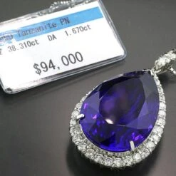 38.31 Carat Tanzanite AAAA Quality 1.67 Carat Diamonds Pendant 950-Platinum 10 38.31 Carat Tanzanite AAAA Quality 1.67 Carat Diamonds Pendant 950-Platinum -Mode Bijouterie Magasin 47194 1 master