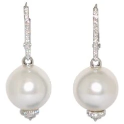 Unknown Chandelier Earrings South Sea Pearls White Diamonds White Gold 18 Karat