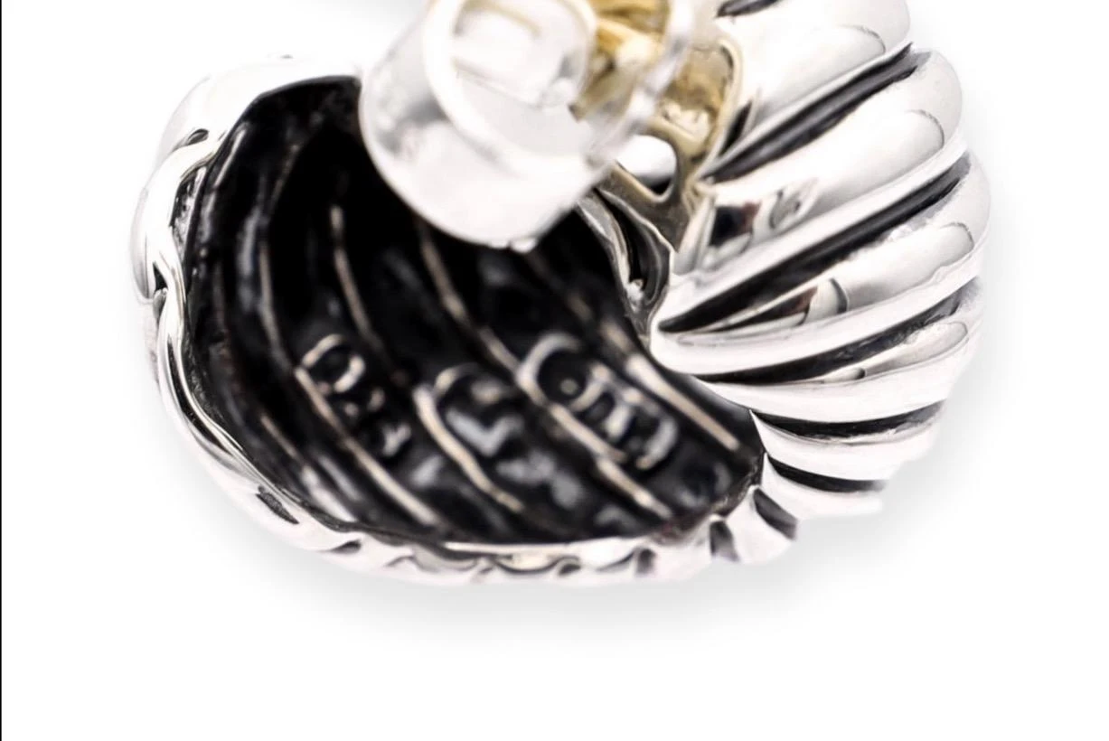 David Yurman Sterling Silver 14k Cable Classics Shrimp Half-Hoop Earrings 6 David Yurman Sterling Silver 14k Cable Classics Shrimp Half-Hoop Earrings – Image 4