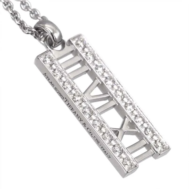 Tiffany & Co. Atlas 18k White Gold Diamond Open Bar Pendant Necklace 7 Tiffany & Co. Atlas 18k White Gold Diamond Open Bar Pendant Necklace – Image 5