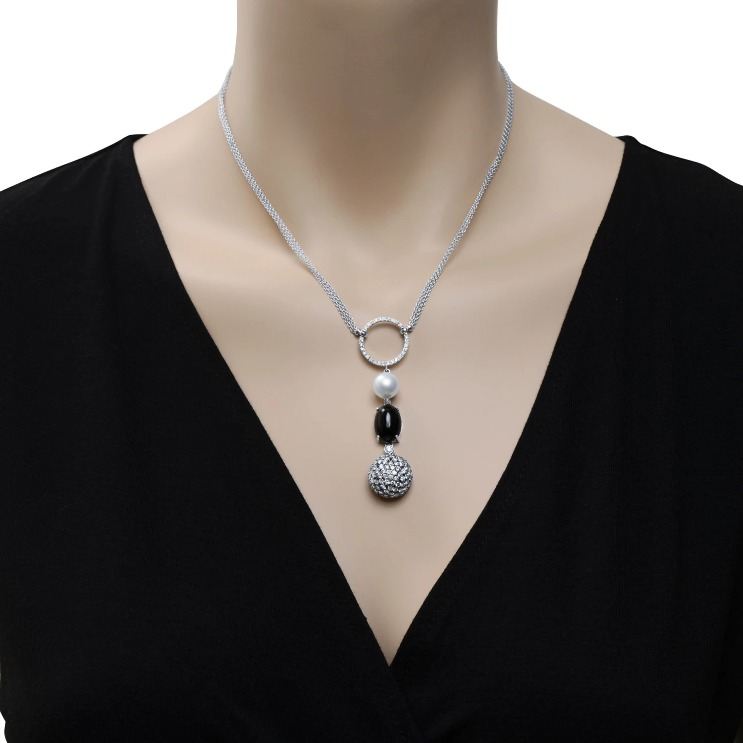 Piero Milano 18k White Gold Diamond And Pearl Necklace 6 Piero Milano 18k White Gold Diamond And Pearl Necklace – Image 4