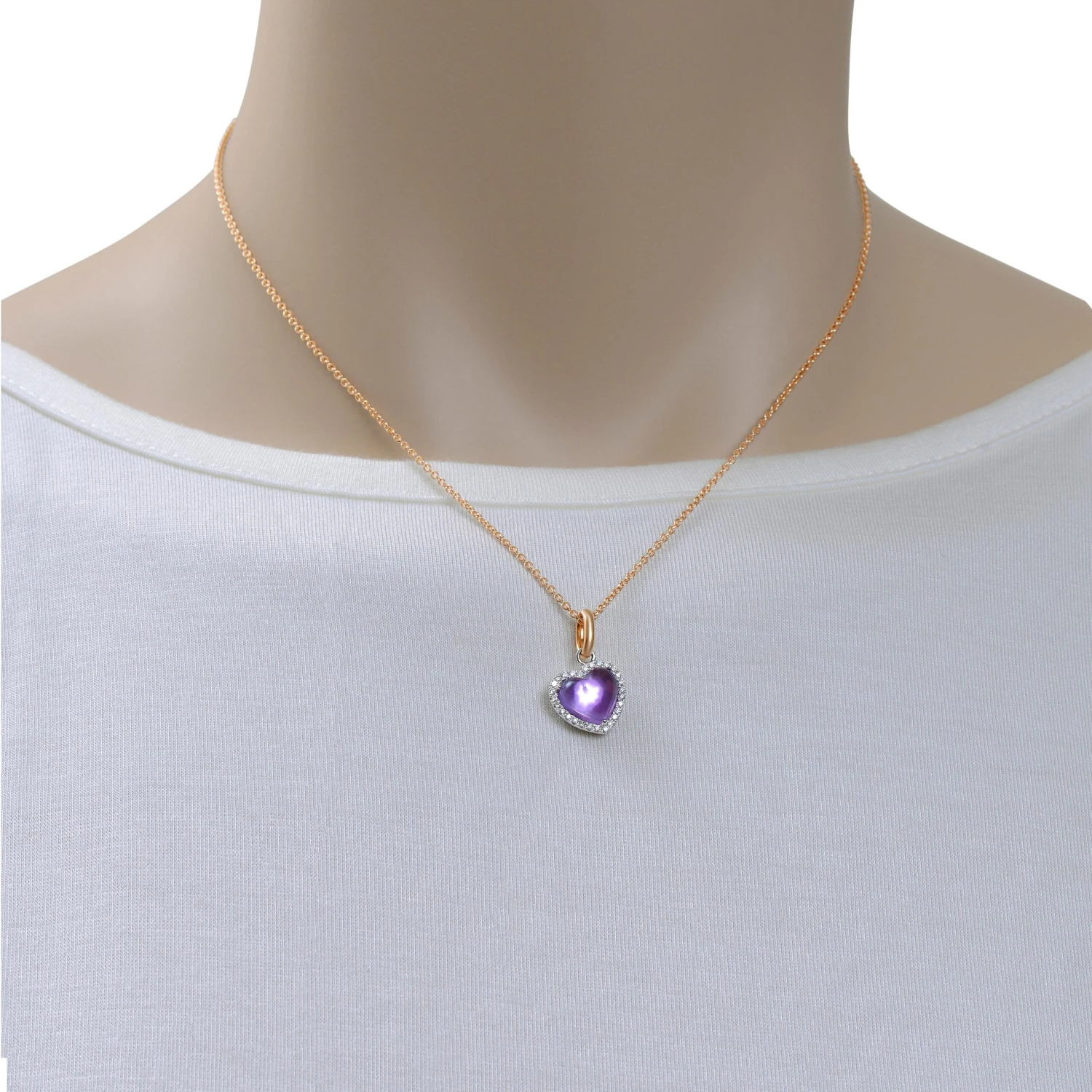 Mimi Milano Juliet 18k Rose & White Gold, Amethyst & Diamond Necklace 6 Mimi Milano Juliet 18k Rose & White Gold, Amethyst & Diamond Necklace – Image 4