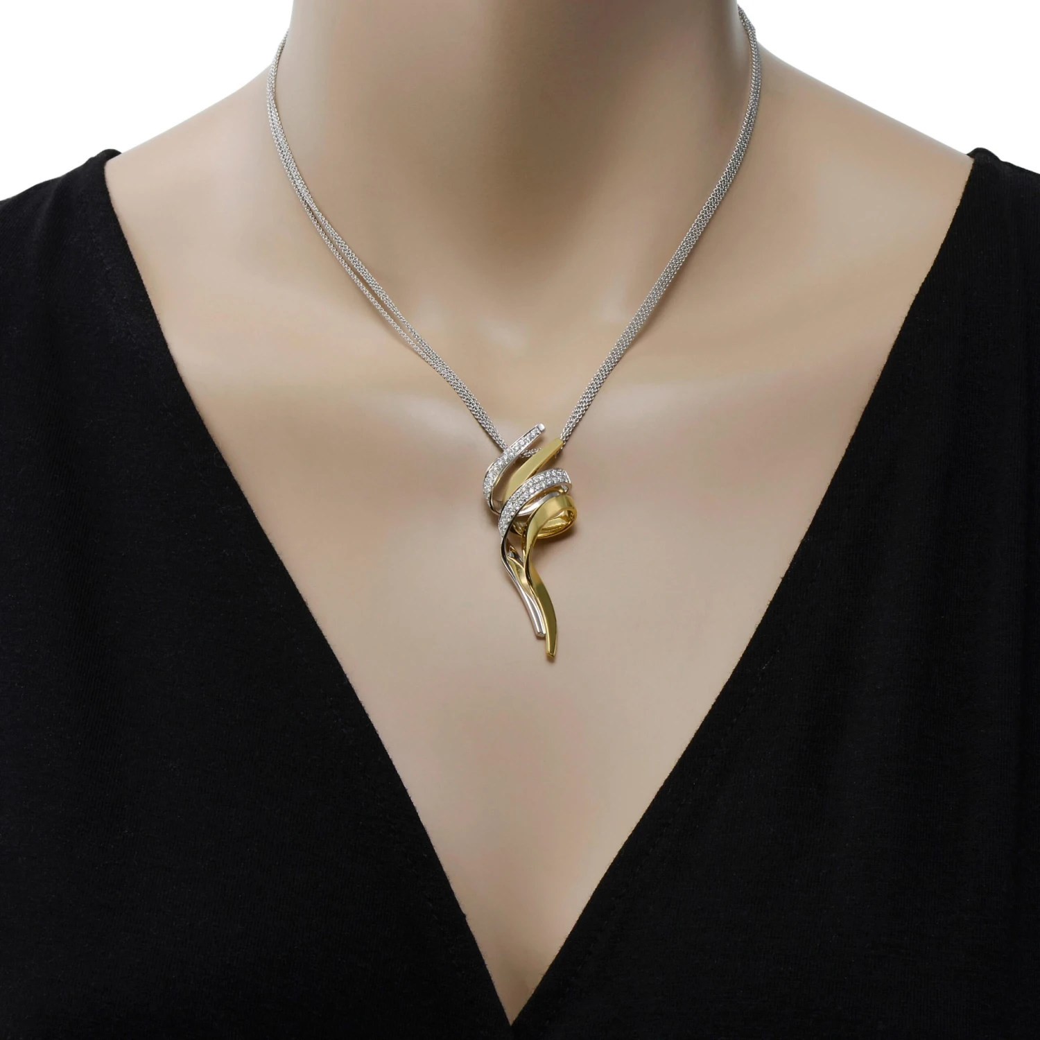 Piero Milano 18k Yellow Gold And 18k White Gold Diamond Necklace 6 Piero Milano 18k Yellow Gold And 18k White Gold Diamond Necklace – Image 4