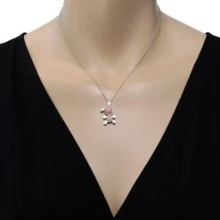 Piero Milano 18k White Gold Diamond & Pink Opal Necklace -Mode Bijouterie Magasin 4 master 40
