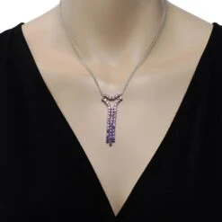 Piero Milano 18k White Gold Pink Tourmaline & Amethyst Necklace -Mode Bijouterie Magasin 4 master 43