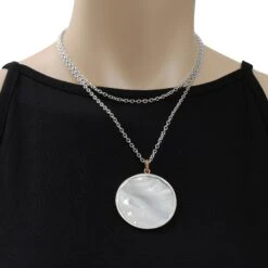 Mimi Milano Shelley 18k White Gold, Diamond & Mother Of Pearl Necklace -Mode Bijouterie Magasin 4 master 45