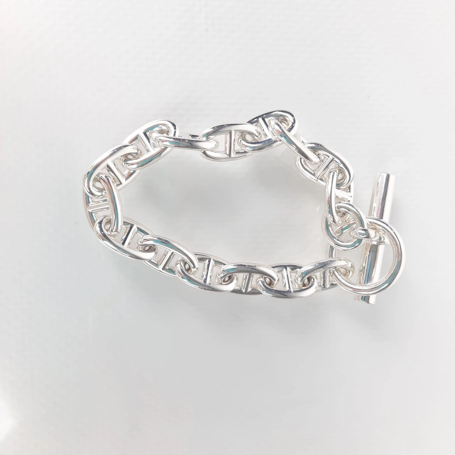Hermes Chaine D'Ancre Bracelet, Large Size 12 Silver 925/1000 8 Hermes Chaine D'Ancre Bracelet, Large Size 12 Silver 925/1000 – Image 6