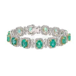 Unknown Natural Zambian Emerald Bracelet With Diamond And 18k Gold 8 Unknown Natural Zambian Emerald Bracelet With Diamond And 18k Gold -Mode Bijouterie Magasin 52 A master