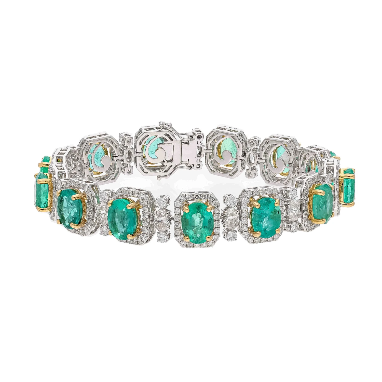 Unknown Natural Zambian Emerald Bracelet With Diamond And 18k Gold 4 Unknown Natural Zambian Emerald Bracelet With Diamond And 18k Gold – Image 2