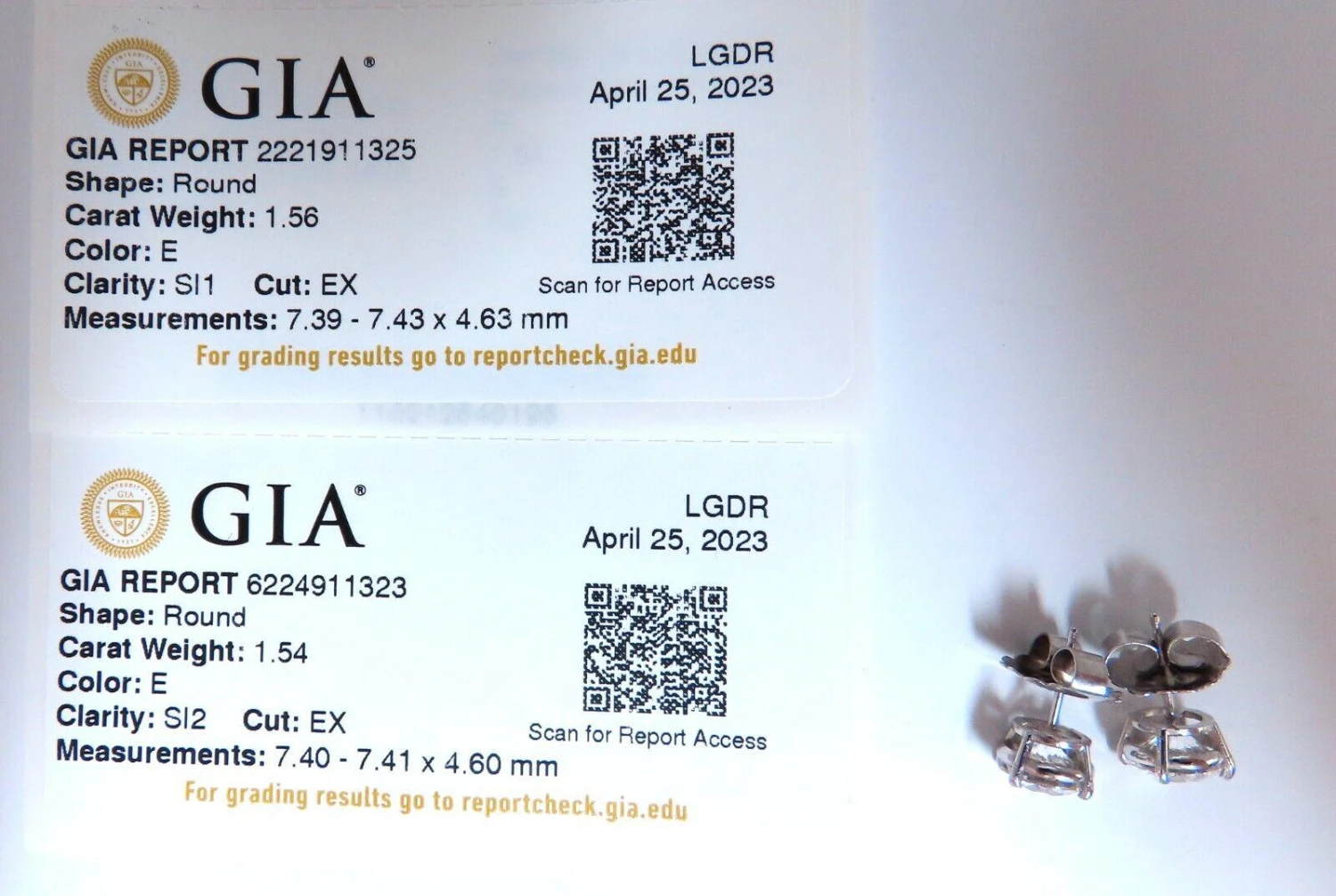 Unknown GIA Certified 3.10ct Natural Round Diamond Stud Earrings 14 Karat Ex LAB Created 7 Unknown GIA Certified 3.10ct Natural Round Diamond Stud Earrings 14 Karat Ex LAB Created – Image 5