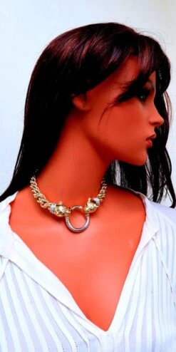 Unknown Panther Biting Ring Necklace .90ct Natural Diamonds Choker Necklace 14 Karat -Mode Bijouterie Magasin 5654 8 master
