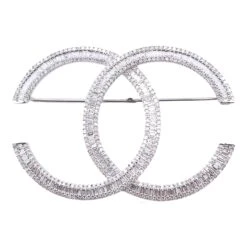 Luxurious 14k White Gold Double CC Diamond Brooch 13 Luxurious 14k White Gold Double CC Diamond Brooch -Mode Bijouterie Magasin 56920 4 master