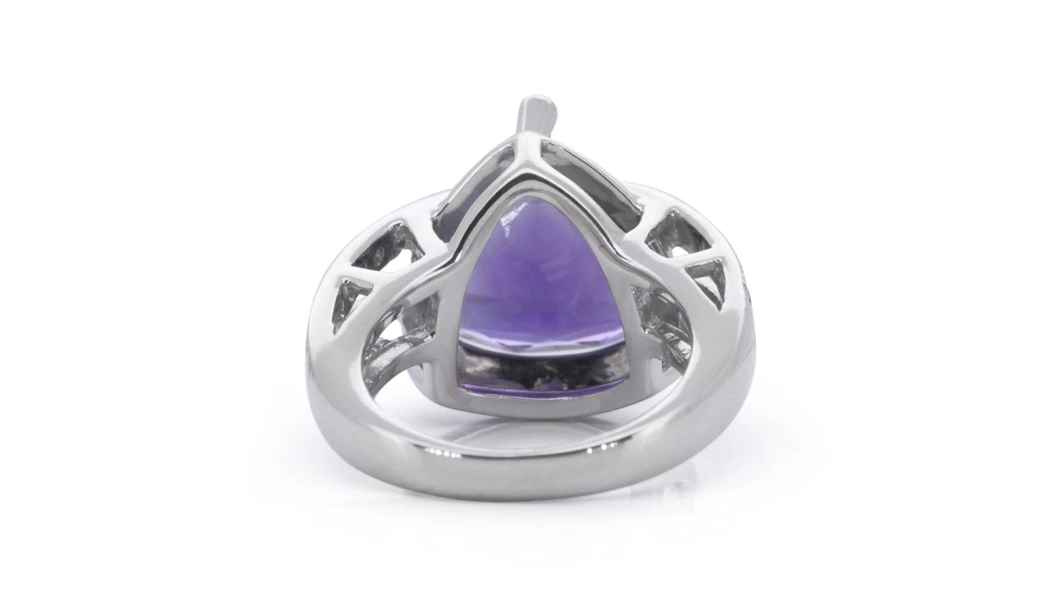 18k White Gold Split Shank Ring W/ 4.08ct Amethyst And Natural Diamonds IGI Cert 10 18k White Gold Split Shank Ring W/ 4.08ct Amethyst And Natural Diamonds IGI Cert – Image 8