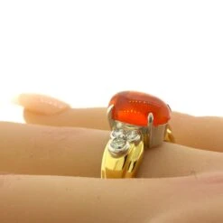 Unknown 4.32 Carat Gem Fire Opal Diamond Platinum & Gold Ring -Mode Bijouterie Magasin 58 master 1
